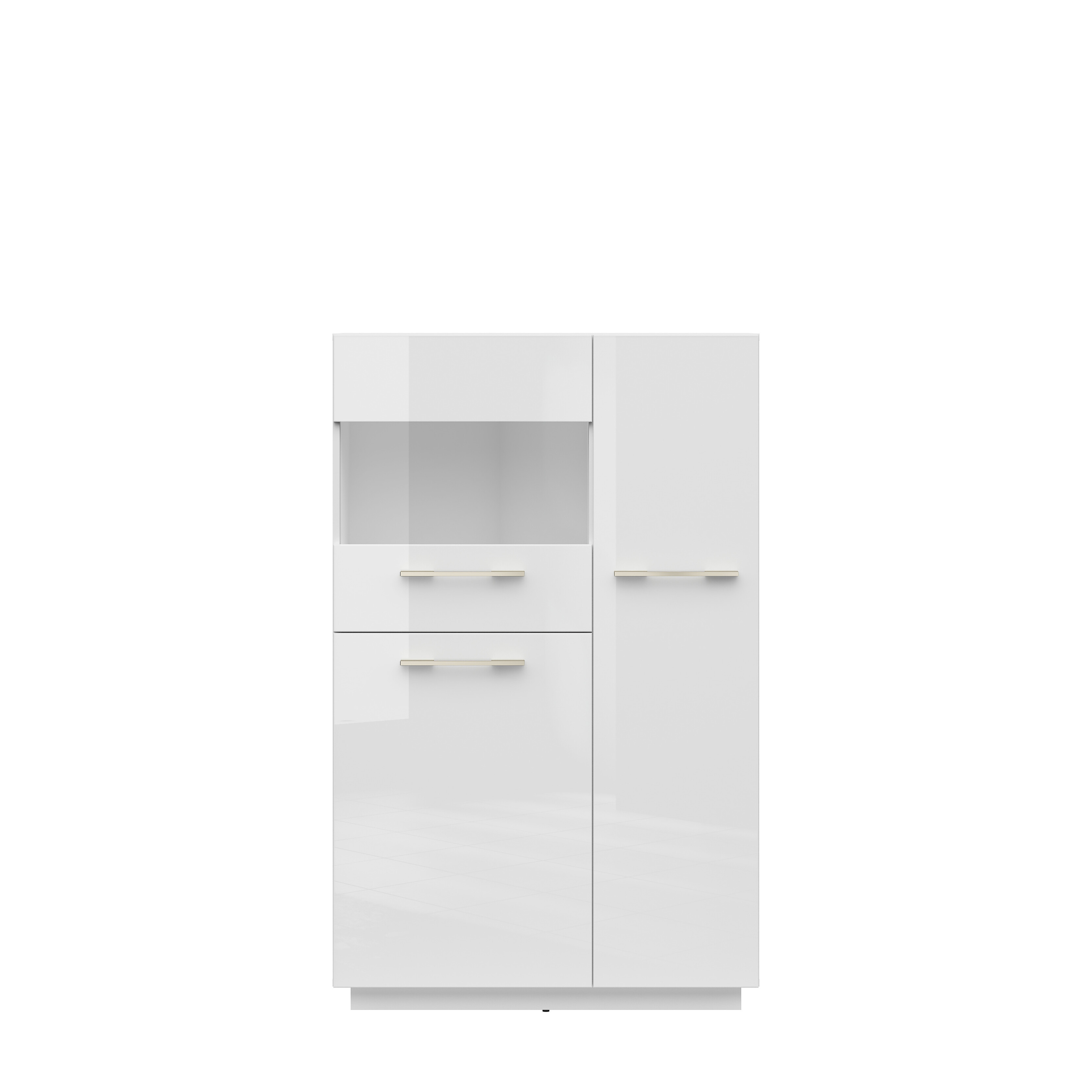 Vitrína FL SMART REG2D1W biela alpská/biely lesk