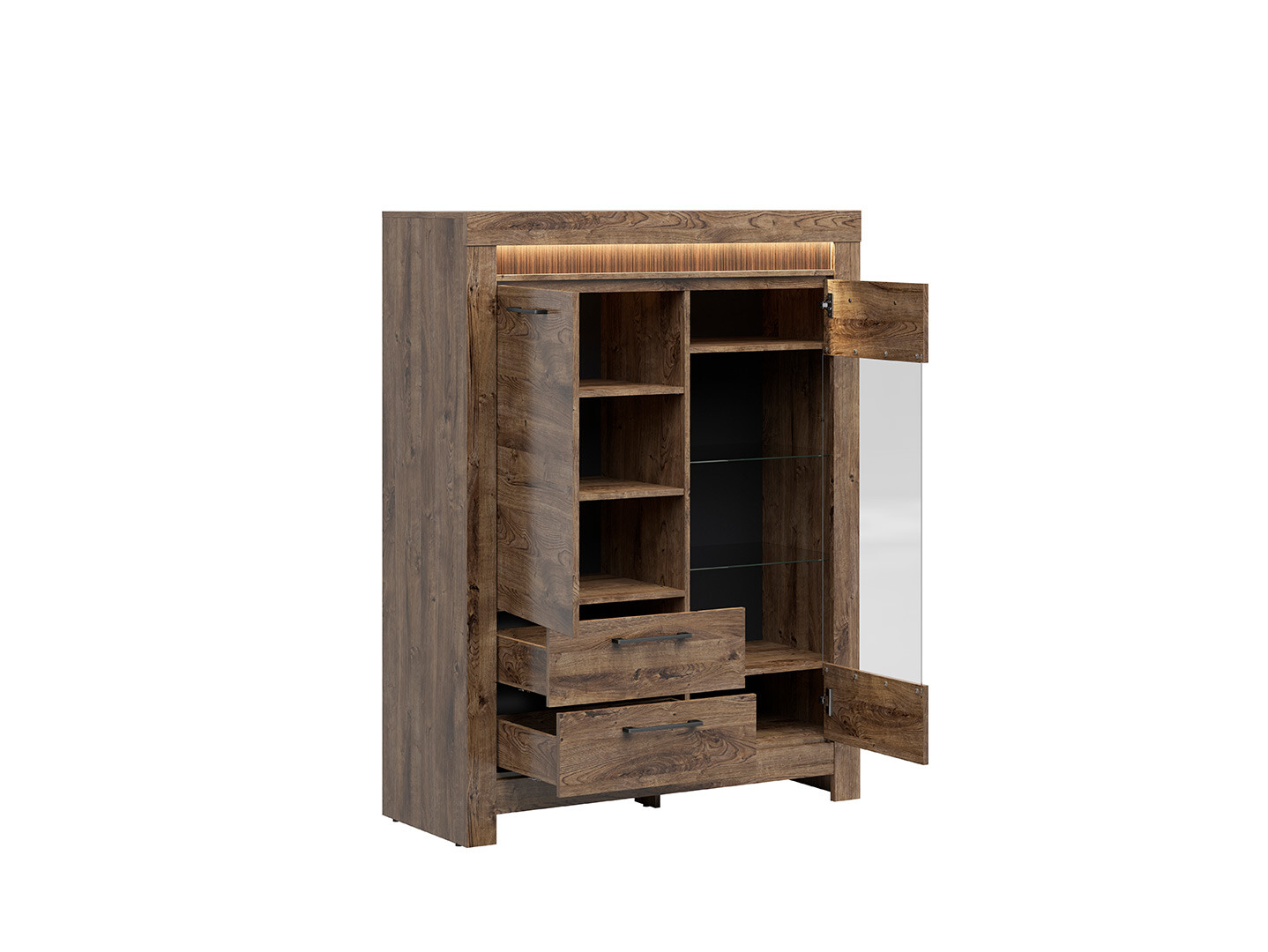 Vitrína TORIN REG1D1W2S dub ribbeck hnedý