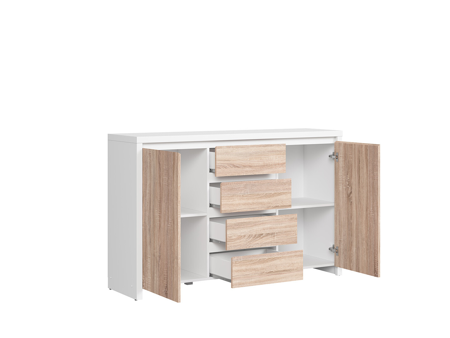 Komoda KASPIAN KOM2D4S biela / dub sonoma