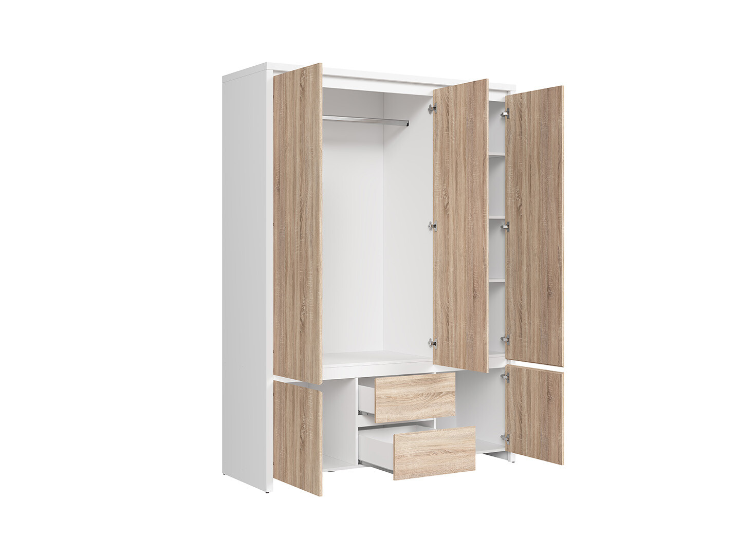 Skriňa Kaspian SZF5D2S biela / dub sonoma