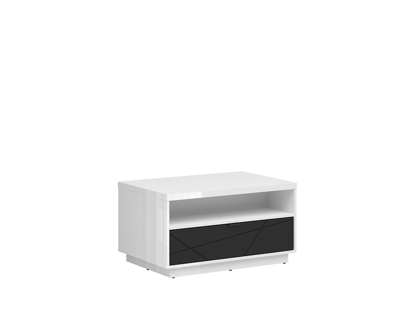 Konferenčný stolík FORN LAW1S biely lesk/čierna matná