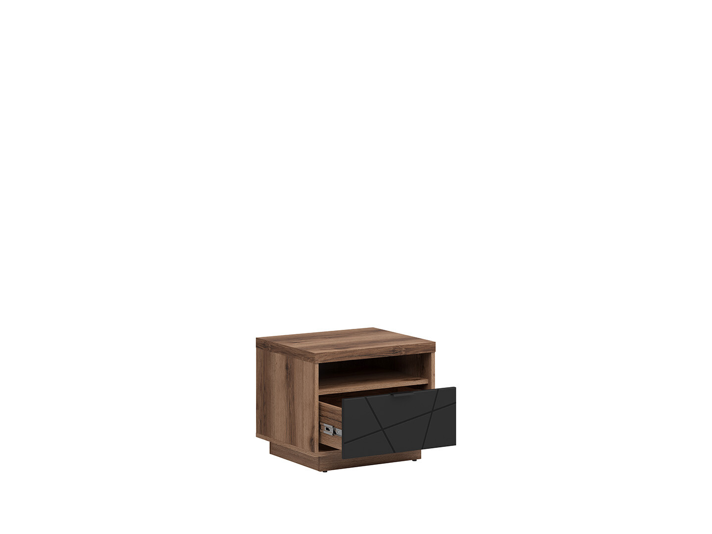Nočný stolík FORN KOM1S dub delano tmavý/čierná matná