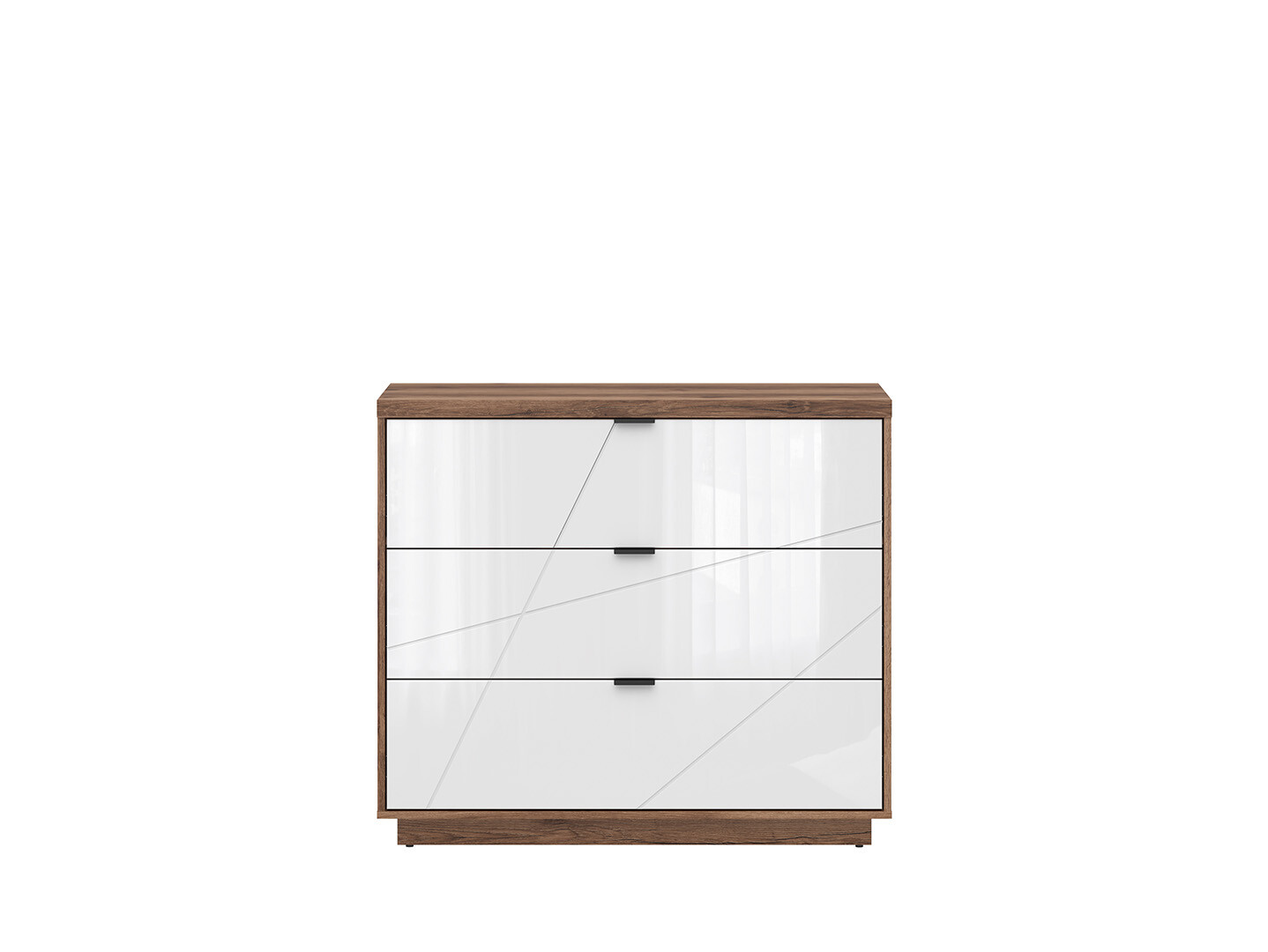 Komoda FORN KOM3S dub delano tmavý/biely lesk