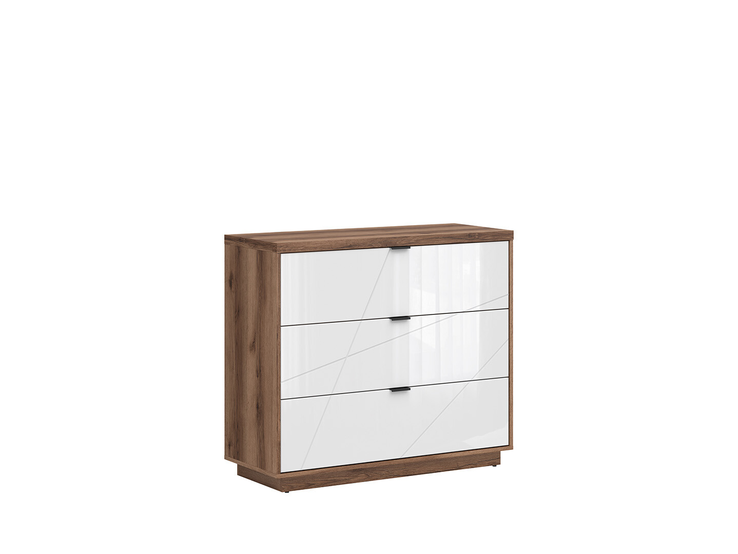 Komoda FORN KOM3S dub delano tmavý/biely lesk