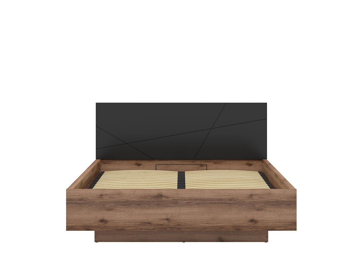 Posteľ 160x200 FORN dub delano tmavý/čierná matná