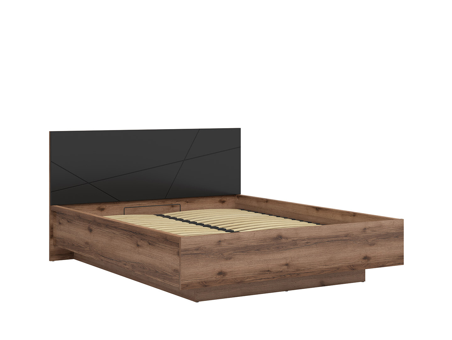 Posteľ 160x200 FORN dub delano tmavý/čierná matná