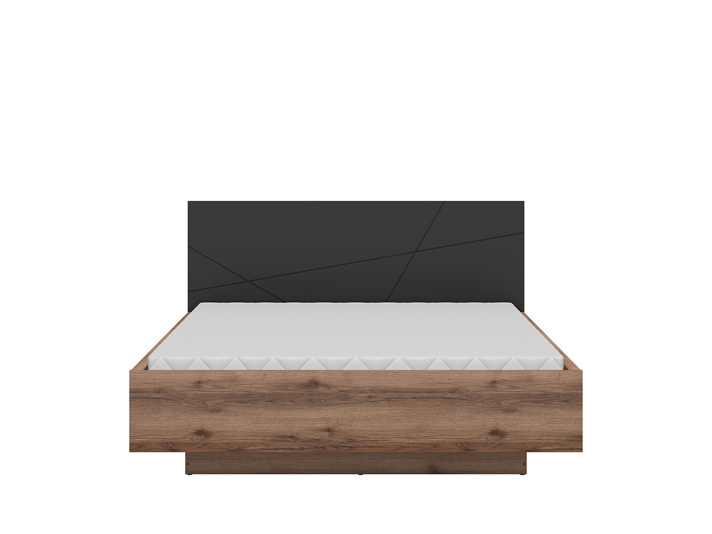 Posteľ 160x200 FORN dub delano tmavý/čierná matná