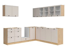 
	Hľadáš štýlovú a praktickú kuchyňu, do ktorej sa zmestia všetky doplnky a vybavenie potrebné na zvládnutie tvojich kulinárskych výziev? Kolekcia Junona Line zaručí harmonické zariadenie kuchyne, do ktorej sa budeš chcieť stále vracať.

	Vďaka svojej univerzálnosti môžete skrinky ľahko prispôsobiť ľavému alebo pravému rohu v závislosti od vašich individuálnych potrieb a usporiadania miestnosti.

	Rohová zostava Junona Line 240x220 obsahuje priestrannú spodnú časť, ktorá ponúka všetko potrebné: praktické&nbsp;skrinky s dvierkami,&nbsp;priestrannú&nbsp;drezovú skrinku,&nbsp;priestor na rúru a funkčnú sadu&nbsp;troch zásuviek&nbsp;na kuchynské doplnky.

	Horné&nbsp;závesné skrinky vám poskytnú ďalší priestor na uloženie riadu a potravinárskych výrobkov.

	unkčnosť kuchynskej linky Junona Line dopĺňa estetický vzhľad a moderný, nadčasový dizajn. Korpusy v prevedení dub bernstein&nbsp;sú doplnené dvierkami&nbsp;v elegantnom prevedení uni kashmir&nbsp;s ozdobným rámom. Harmonický vzhľad dokresľujú jednoduché čierne úchytky.

	Pracovná doska nie je súčasťou kuchynskej linky, je potrebné dokúpiť ju zvlášť. Na výber sú rôzne farby a rozmery, vybrať si môžeš pracovnú dosku v jednom celku alebo delenú na jednotlivé skrinky, podľa rozloženia skriniek.

	Zostava obsahuje:

	● Spodné skrinky: D3S/40/82, D3S/40/82, DPK/60/82, DNW/100/82, D1D/40/82, DK2D/80/82, D1D/40/82.

	● Horné skrinky: G2D/80/57, G2D/60/57, G2W/80/57, G2W/80/57.

	● Úchytky.

	Kuchynskú linku Junona Line je tiež možné rozšíriť o ďalšie skrinky z rovnakej kolekcie, v rovnakom dizajne.
