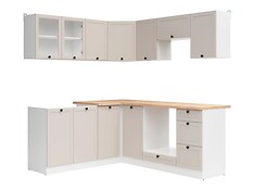 
	Rohová zostava Junona Line – štýlová kuchynská linka.

	Táto moderná kuchynská linka s rozmermi 200x180 cm kombinuje estetiku s praktickými riešeniami, ktoré vám uľahčia každodennú prípravu jedál.

	Vďaka svojej všestrannosti môžete konštrukciu jednoducho prispôsobiť ľavému alebo pravému rohu v závislosti od vašich individuálnych potrieb a dispozičného riešenia miestnosti.

	Spodná časť ponúka všetko potrebné: praktické skrinky s dvierkami, priestrannú skrinku pod drez, miesto na rúru a funkčnú sadu troch zásuviek na kuchynské doplnky.

	Horné závesné skrinky vám poskytnú ďalší priestor na uloženie riadu a potravín, ako aj na zabudovanie digestora (nie je súčasťou balenia).

	Korpusy v bielej farbe sú doplnené dvierkami v elegantnom prevedení&nbsp;uni kashmir&nbsp;s ozdobným rámom. Jednoduché čierne úchytky dokresľujú čistý, harmonický vzhľad.

	Pracovná doska vo farebnom prevedení dub craft zlatý&nbsp;je súčasťou produktu. Pracovná doska je delená, samostaná na každej skrinke, s výnimkou drezovej skrinky, ktorá je bez pracovnej dosky.

	Pre drezovú skrinku je vhodný celoplošný drez v rozmere 80x60cm.

	&nbsp;

	Zostava obsahuje:

	● Spodné skrinky: DK2D/80/82, DNW/100/82, D1D/40/82, DPK/60/82, D3S/40/82

	● Horné skrinky: G2W/80/57, G1D/40/57, GNWU/60/57, G1D/40/57, GO/60/30 G1D/40/57 

	● Sada rukovätí a podstavca.

	● Úchytky.

	&nbsp;

	Kuchynskú linku Junona Line je tiež možné rozšíriť o ďalšie skrinky z rovnakej kolekcie, v rovnakom dizajne.
