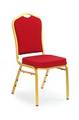 
	Jedálenská stolička K66 svojim vizuálom pôsobí honosne a vďaka tomu sa stáva dokonalým elementom modernej jedálne.
	• Konštrukcia pozostáva z pozlateného kovu v kombinácii s látkovým farebným čalúnením podľa ponuky.
	• Farba: kov/ červená látka.
