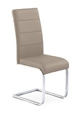 
	Jedálenská stolička K85 s moderným vzhľadom je dokonalým elementom nielen do jedální.
	• Konštrukcia pozostáva z chrómovanej ocele v kombinácii s eko kožou vo farebnom prevedení podľa ponuky.
	• Farba: cappuccino.
