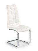 Jedálenská stolička K147 je vyrobená z chrómovanej ocele.
• Je potiahnutá ekokožou v bielom farebnom prevedení. 
• Materiál: chrómovaná oceľ / ekokoža