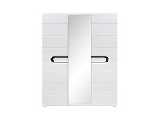 Charakteristika: 

•    Praktická šatníková skriňa SZF2D1L/21/1 .
•    3-dverová skriňa je rozdelená na 2 časti:
•    1-dverová časť obsahuje 4 praktické police.
•    2-dverová časť obsahuje 1 policu (hore) a tyč na zavesenie šiat.
•    Krajné dvere sú zdobené ozdobným úchytom elipsovitého tvaru, zdobeným čiernym tvrdeným sklom a stredné dvere sú celé pokryté zrkadlom, ktoré opticky zväčší malú miestnosť.
•    Dostupné farebné prevedenie - korpus: dub san remo svetlý / dvierka : biely vysoký lesk + čierne tvrdené sklo.
•    Jednoduchá montáž.
