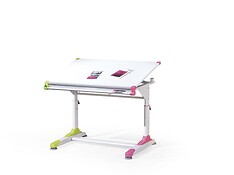 Detský písací stolík COLLORIDO ponúka pohodlný pracovný priestor. 
• Vyrába sa v kombinácii lakovanej MDF dosky a lakovanej ocele.
• Zaujme svojou farebnou kombináciou, ktorej celková konštrukcia je v bielej farbe a detailné zakončenia sú v ružovom a zelenom farebnom prevedení.
• Stolík je výškovo nastaviteľný.
• Vďaka svojmu vzhľadu vytvára moderný element detskej izby.