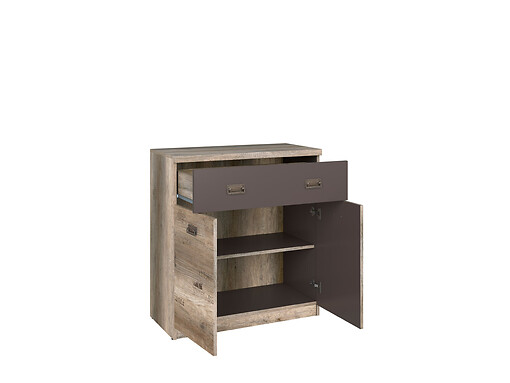 Komoda Malcolm KOM2D1S dub monument / sivá wolfram / dub monument