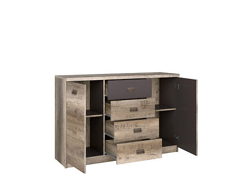 Komoda Malcolm KOM2D4S dub monument / sivá wolfram / dub monument