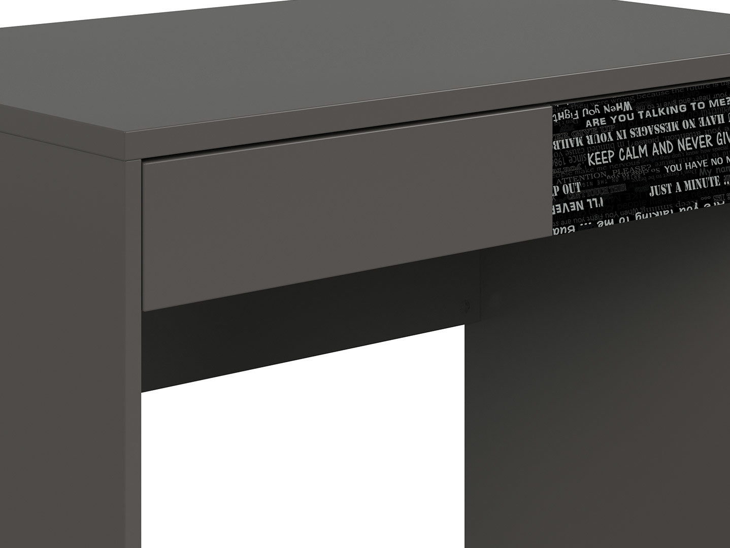 Kancelársky stôl GRAPHIC BIU2S/C sivý wolfram/sivý wolfram/čierny s nádpismi