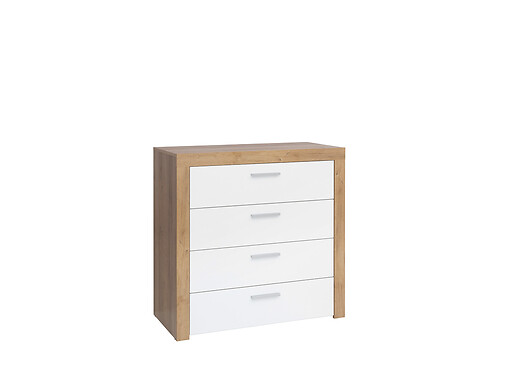 Komoda KOM4S BALDER dub riviera / biely lesk