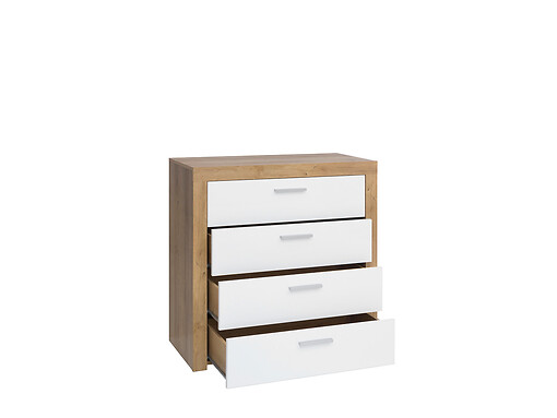 Komoda KOM4S BALDER dub riviera / biely lesk