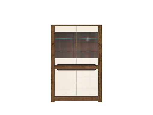 Vitrína Ruso REG2W2D dub april / perlový lesk