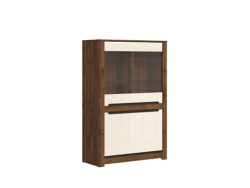 Vitrína Ruso REG2W2D dub april / perlový lesk