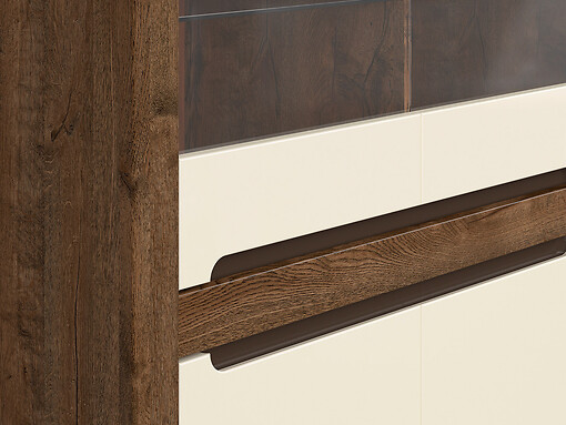 Vitrína Ruso REG2W2D dub april / perlový lesk