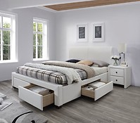 Manželská posteľ MODENA II s roštom slúži ako elegantná dekorácia a centrálny bod každej modernej spálne.
• Obsahuje čelnú dosku, ktorá zabraňuje pádu vankúša.
• Zásluhou skvelého vzhľadu je čalúnenie z kvalitnej ekokože v bielom farebnom prevedení.
• Výhodou produktu je ukladací priestor v podobe zásuviek, ktoré sú prístupné od nôh a z boku postele. 
• Posteľ poskytuje plochu na spanie v rozmeroch 160 x 200 cm.
• Ponuka neobsahuje matrac. Vhodné je dokúpiť matrac POLARIS 160 x 200.
• Posteľ je dodávaná v demonte.