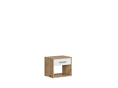 Charakteristika: 

•   Praktický nočný stolík KOM1S z kolekcie MATOS.
•   Obsahuje úložný priestor v podobe 1 zásuvky, ktorá disponuje jednoduchou rukoväťou podlhovastého tvaru k ľahkému otváraniu.
•   Pod zásuvkou sa nachádza otvorená polica pre uskladnenie časopisov alebo kníh. 
•   Jednoduchá montáž. 

Univerzálna štylistika a kombinácia farieb bielej a teplého dreva umožňujú kombinovať moderný dizajn s funkčnosťou. Nábytok kolekcie MATOS dokáže vytvoriť z Vašej spálne dokonalý raj na zemi.