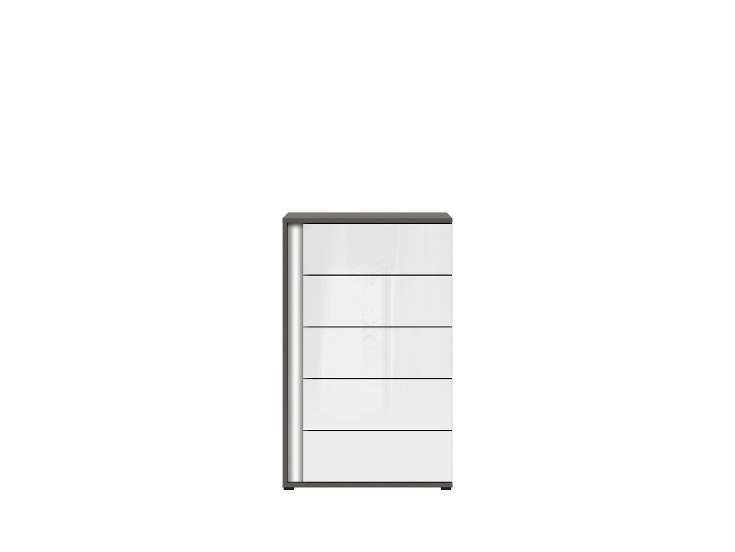 Komoda GRAPHIC KOM5SP/A sivý wolfram/biely vysoký lesk