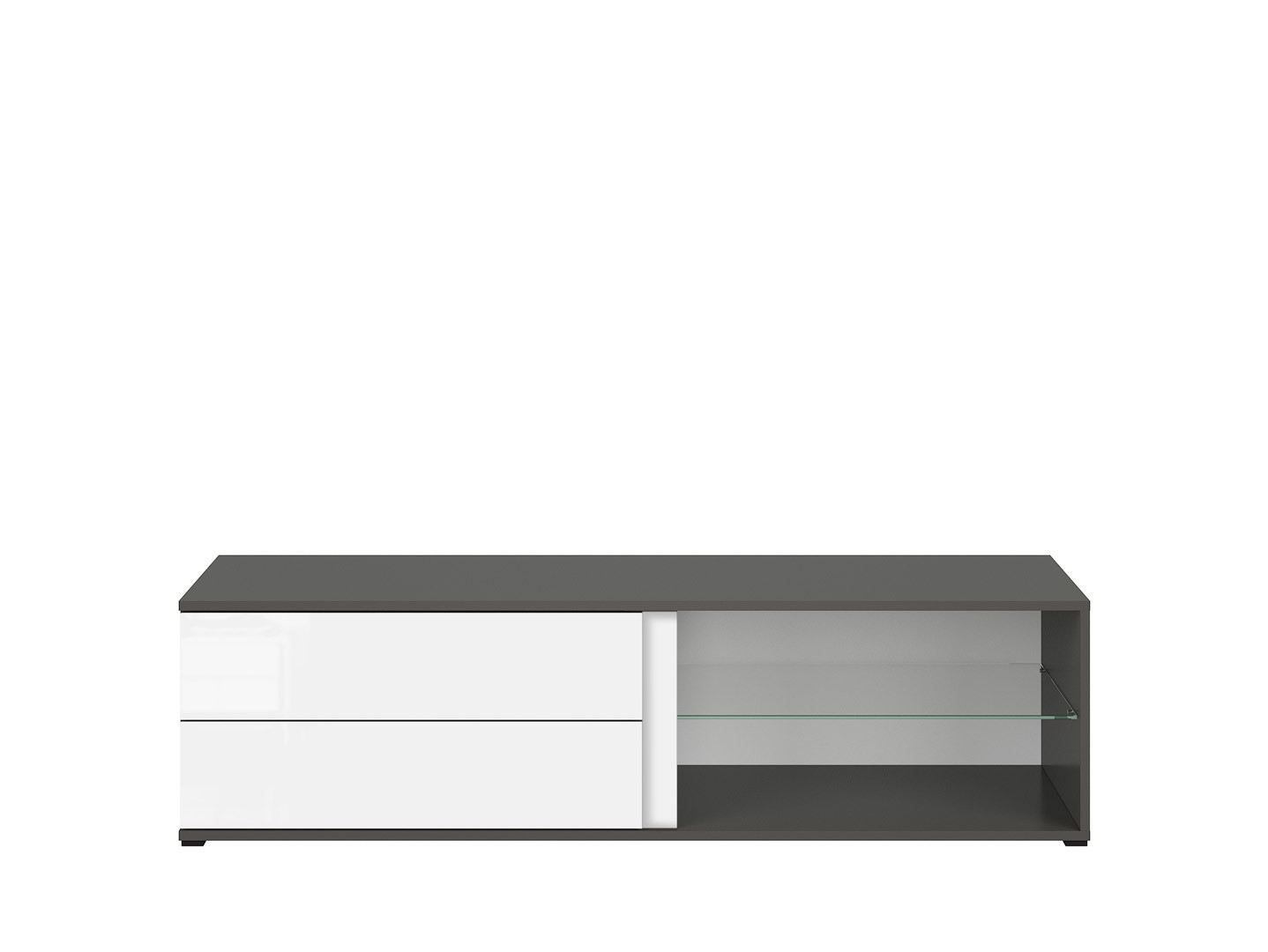 TV stolík GRAPHIC RTV2S/142/A sivý wolfram/biely vysoký lesk