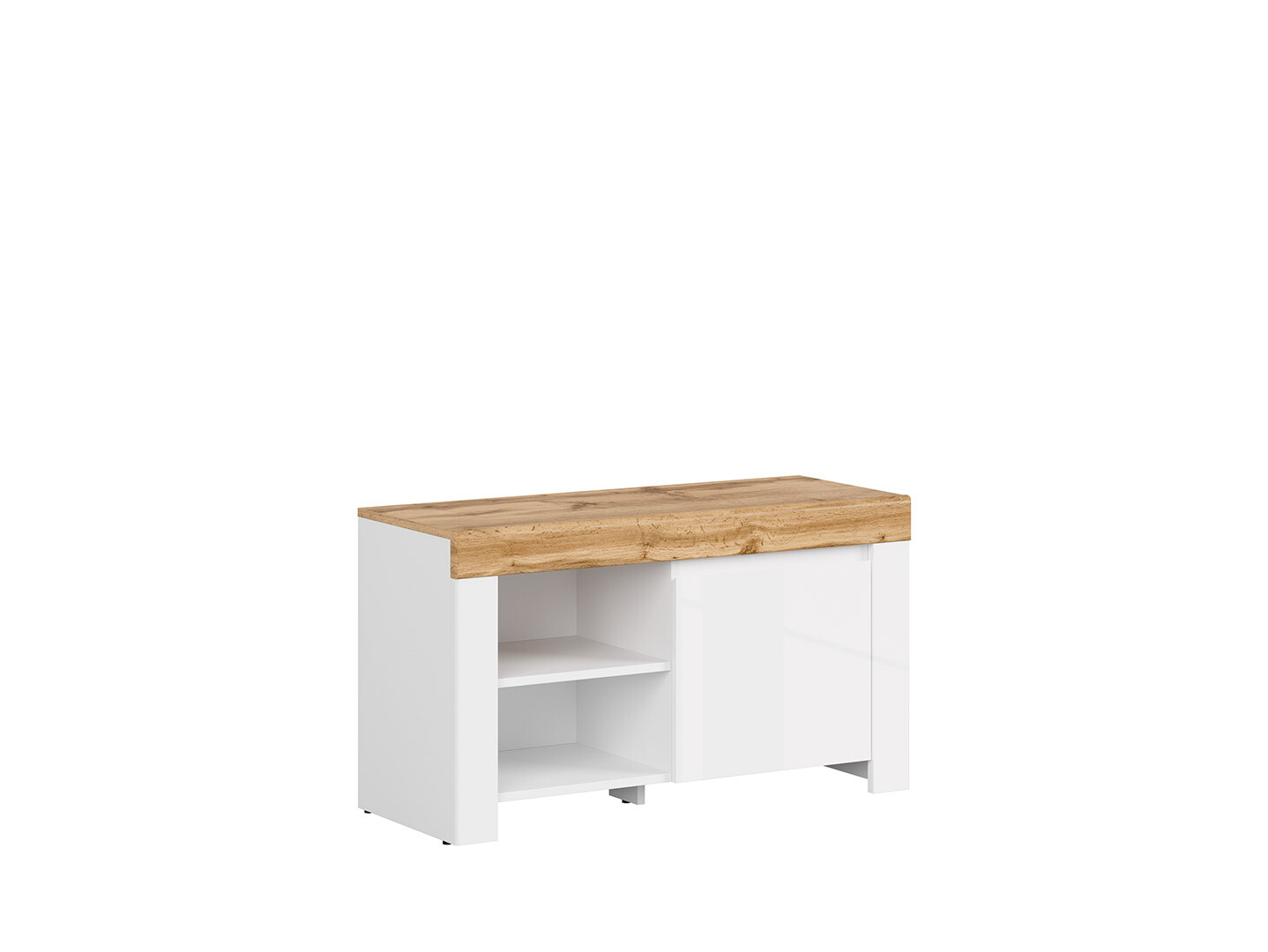 Skrinka na topánky HOLTEN REG1D/50 biely/dub wotan/biely lesk