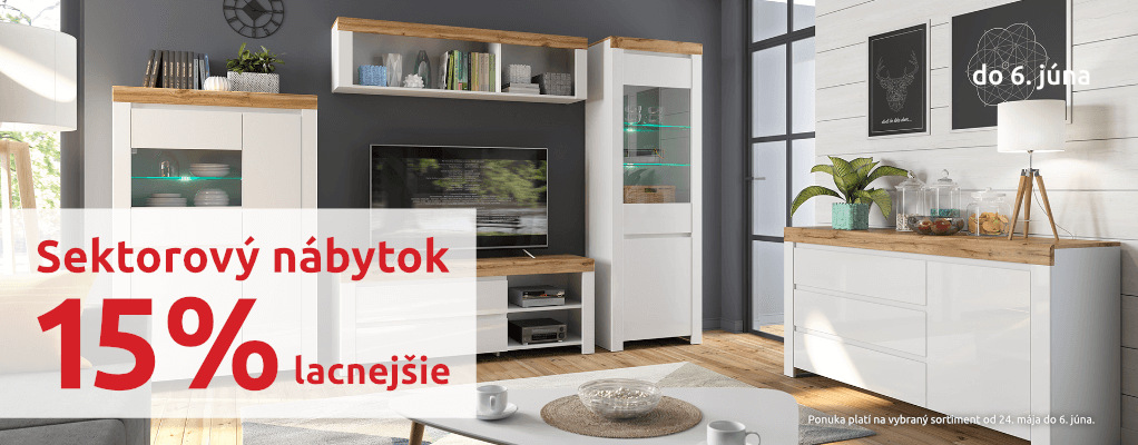 Sektorový nábytok 15% lacnejšie. Akcia platí do 6. júna